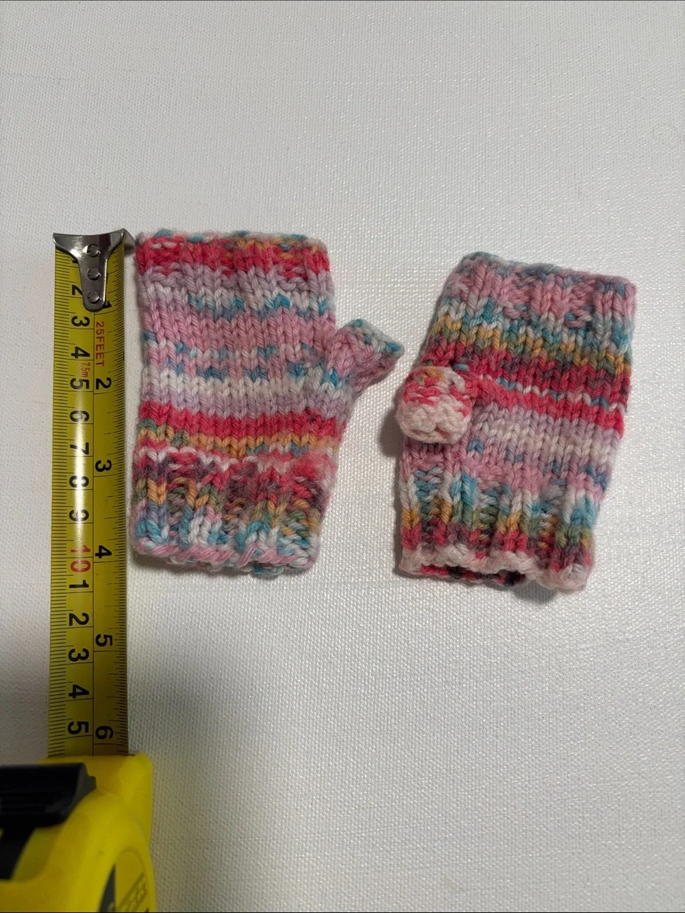 Hand-Knit Multi-Color Kids Fingerless Mittens